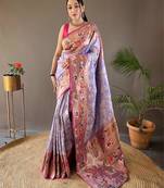 Lavender art silk  woven saree
