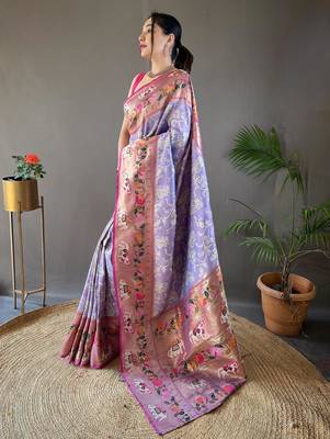 Lavender art silk  woven saree 2