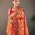 Orange art silk  woven saree