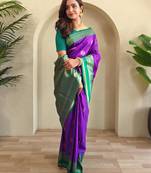 Purple art silk  woven saree