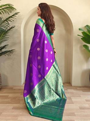 Purple art silk  woven saree 3