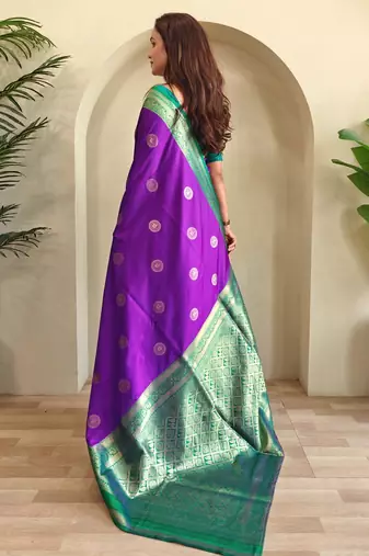 Purple art silk  woven saree