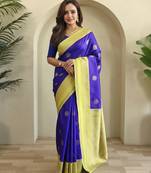 Royal blue art silk  woven saree
