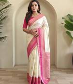White art silk  woven saree
