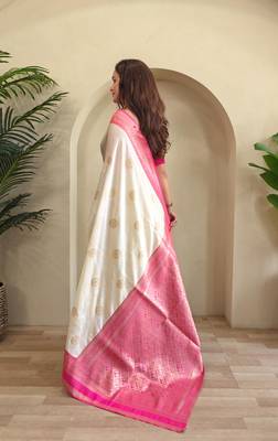 White art silk  woven saree 4