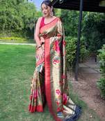Black art silk  woven saree