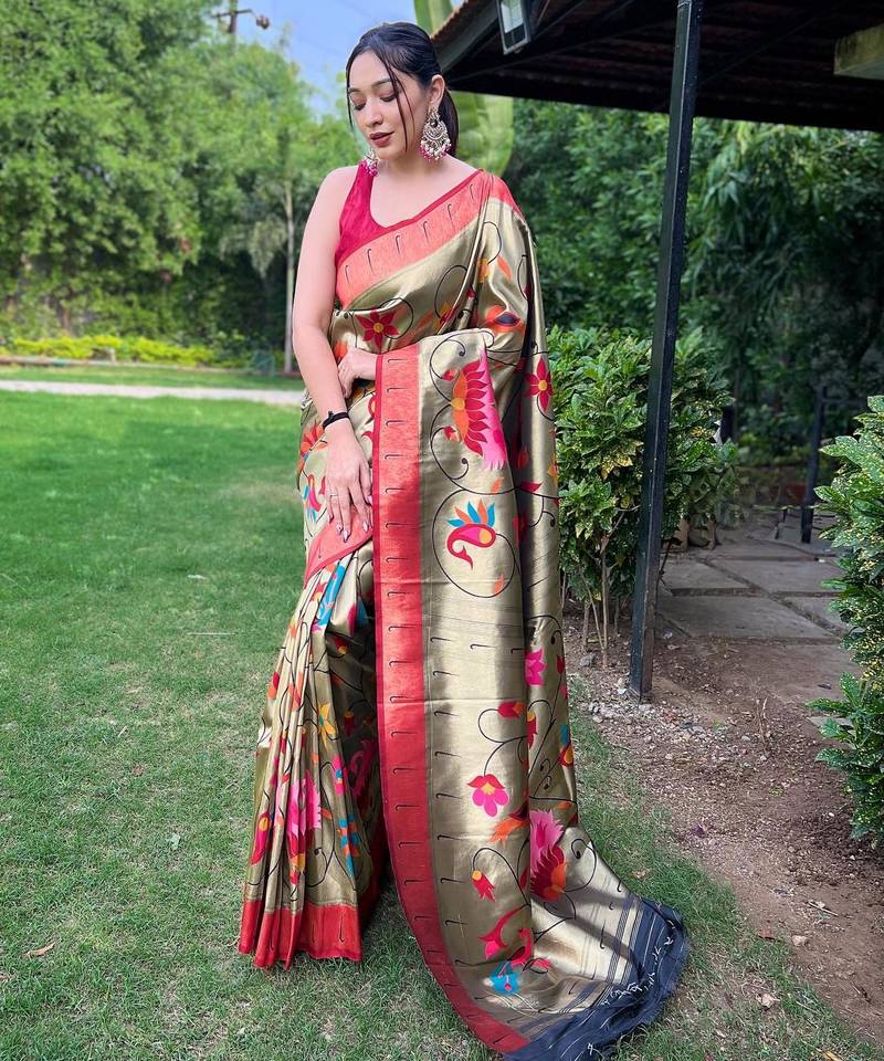 Black art silk  woven saree