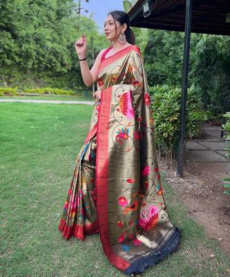 Black art silk  woven saree 2