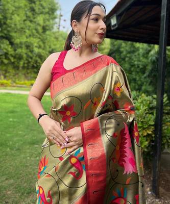 Black art silk  woven saree 3