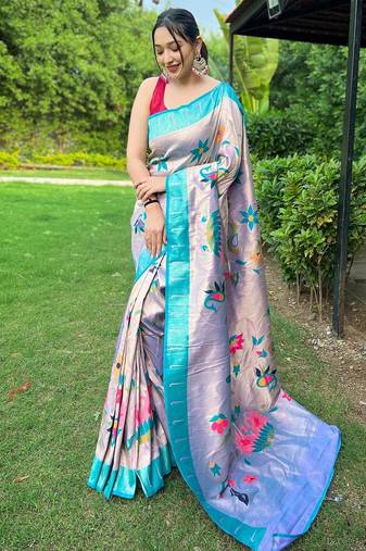 Lavender art silk  woven saree
