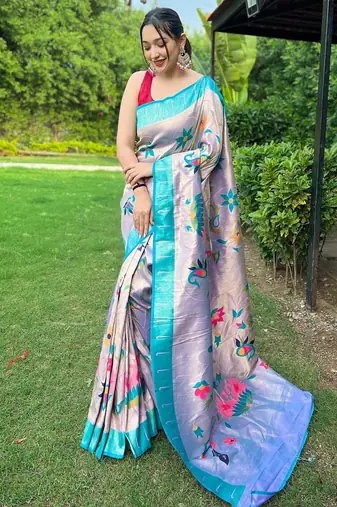 Lavender art silk  woven saree
