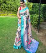 Lavender art silk  woven saree