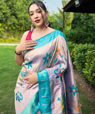 Lavender art silk  woven saree 2
