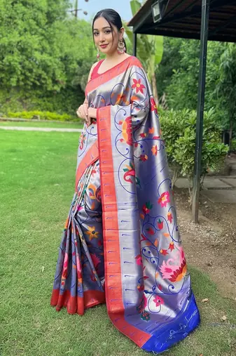 Purple art silk  woven saree