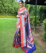 Purple art silk  woven saree