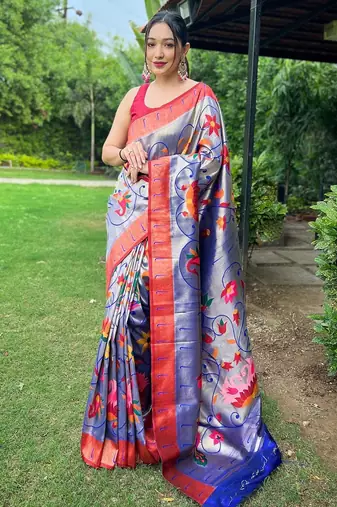 Purple art silk  woven saree