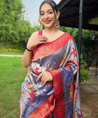 Purple art silk  woven saree 3