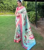 Sky blue art silk  woven saree