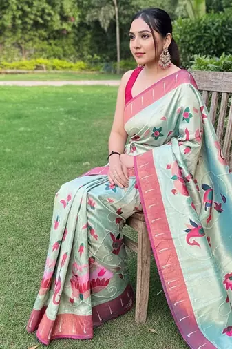 Sky blue art silk  woven saree