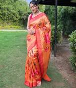 Yellow art silk  woven saree