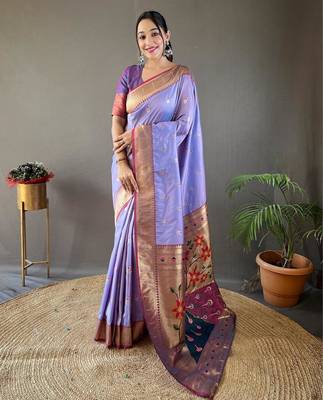 Lavender art silk  woven saree 1