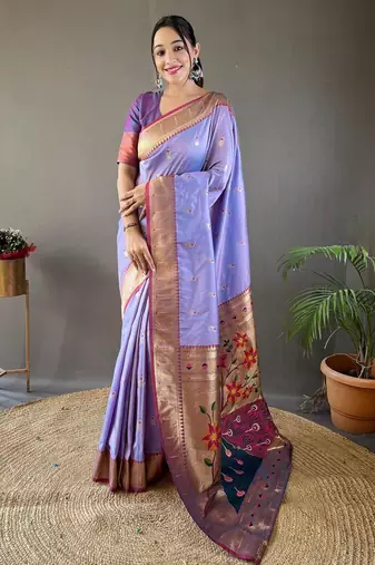 Lavender art silk  woven saree