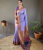 Lavender art silk  woven saree