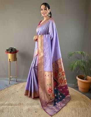 Lavender art silk  woven saree 2