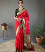 Red art silk  woven saree