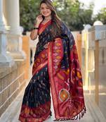 Black art silk  woven saree