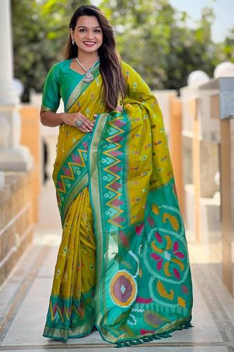 Lemon art silk  woven saree