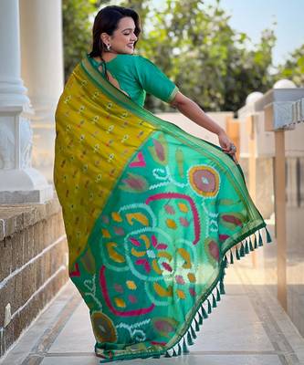 Lemon art silk  woven saree 3