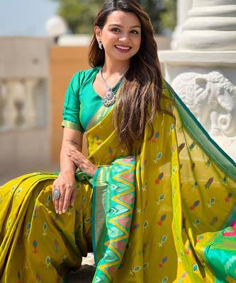 Lemon art silk  woven saree 5