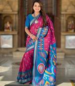 Pink art silk  woven saree