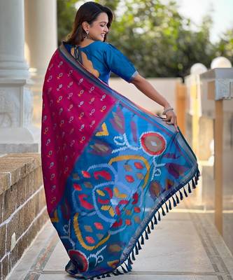 Pink art silk  woven saree 3