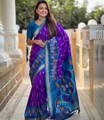 Purple art silk  woven saree