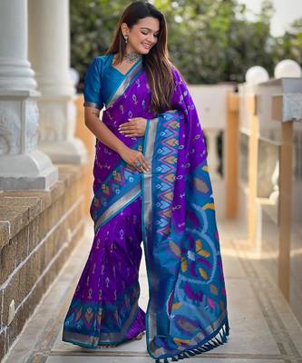 Purple art silk  woven saree 2