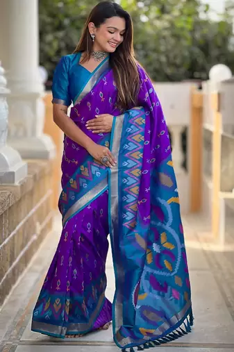 Purple art silk  woven saree