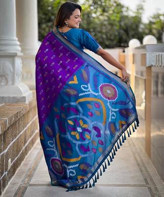 Purple art silk  woven saree 3