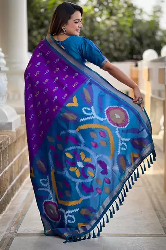 Purple art silk  woven saree