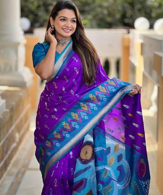 Purple art silk  woven saree 4