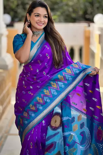 Purple art silk  woven saree