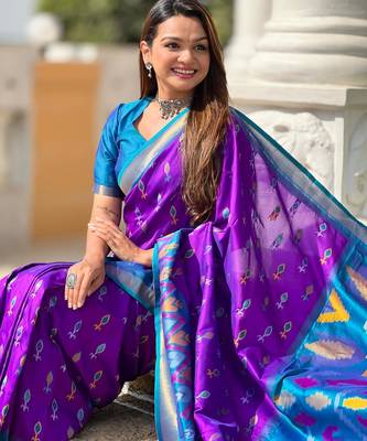 Purple art silk  woven saree 5
