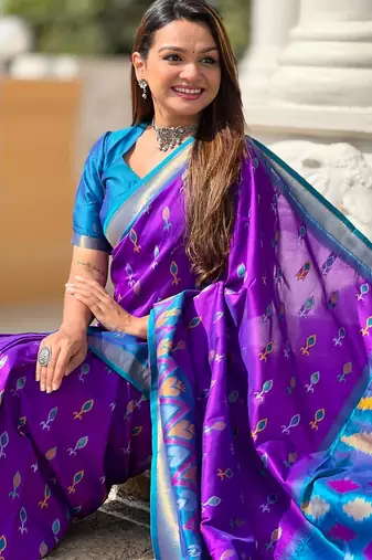 Purple art silk  woven saree
