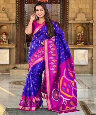 Royal blue art silk  woven saree 2