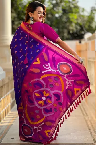 Royal blue art silk  woven saree