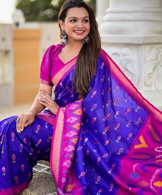 Royal blue art silk  woven saree 5