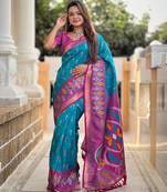 Sky blue art silk  woven saree