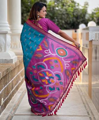 Sky blue art silk  woven saree 2
