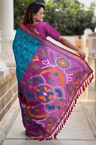 Sky blue art silk  woven saree